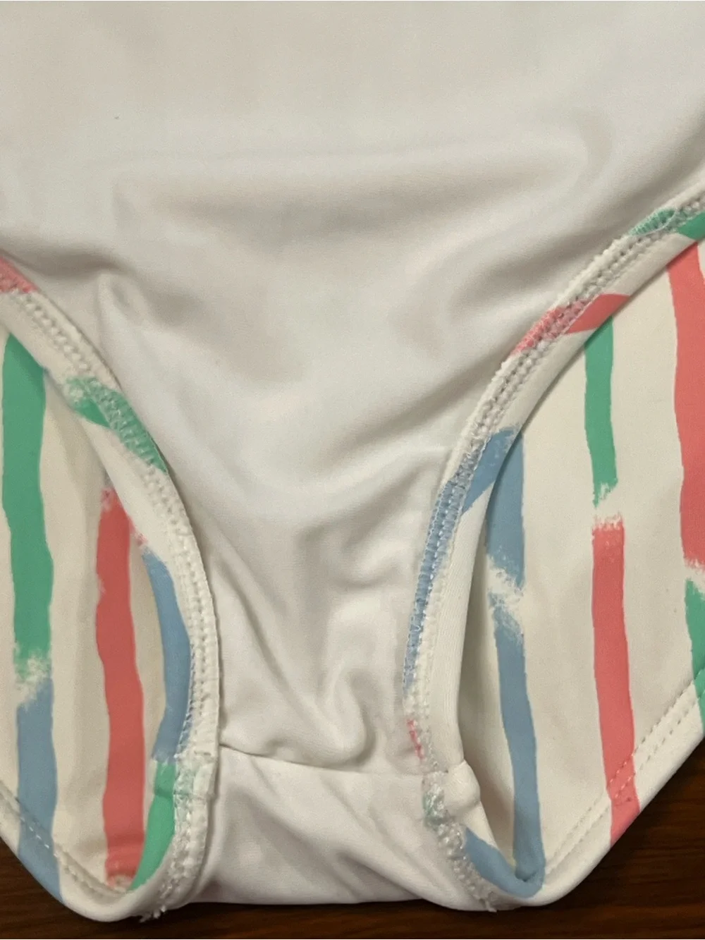 The Beaufort Bonnet Company Girls One Piece Swimsuit Watercolor Stripe Ruffle 14